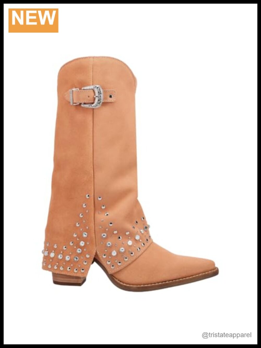 Dingo Howdy Suede Rhinestone Western Boots Calf High Block Heel